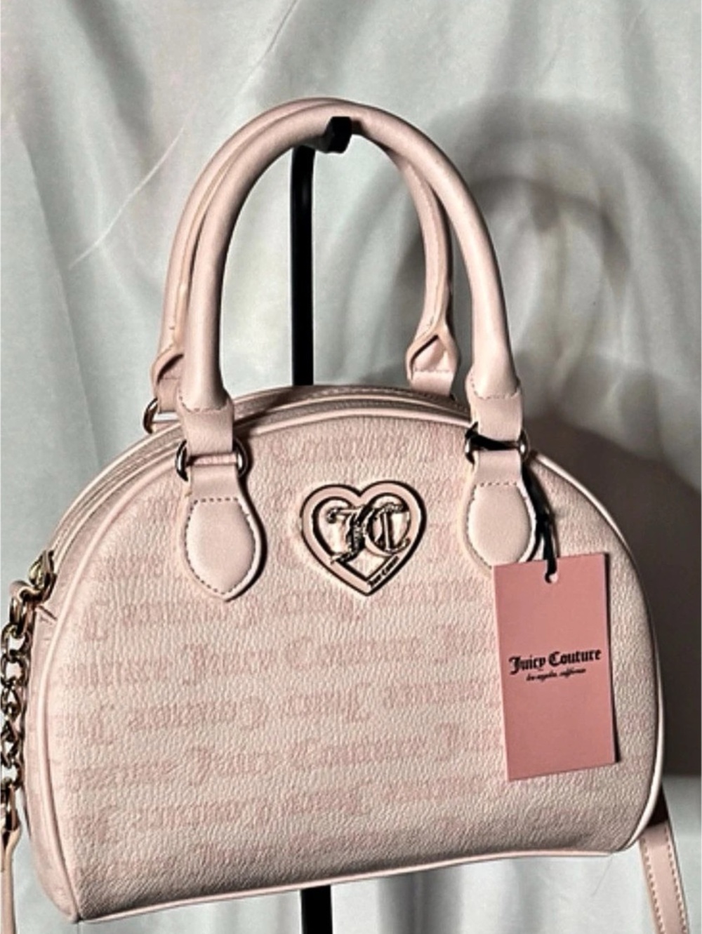 Juicy Couture Flawless Dome Satchel Pink Heart Logo Crossbody NWT